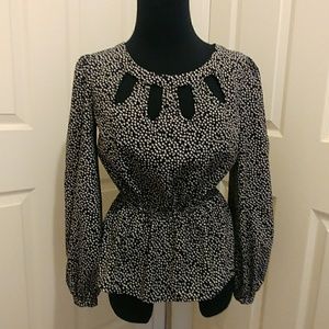 Candie's heart print cut-out blouse.